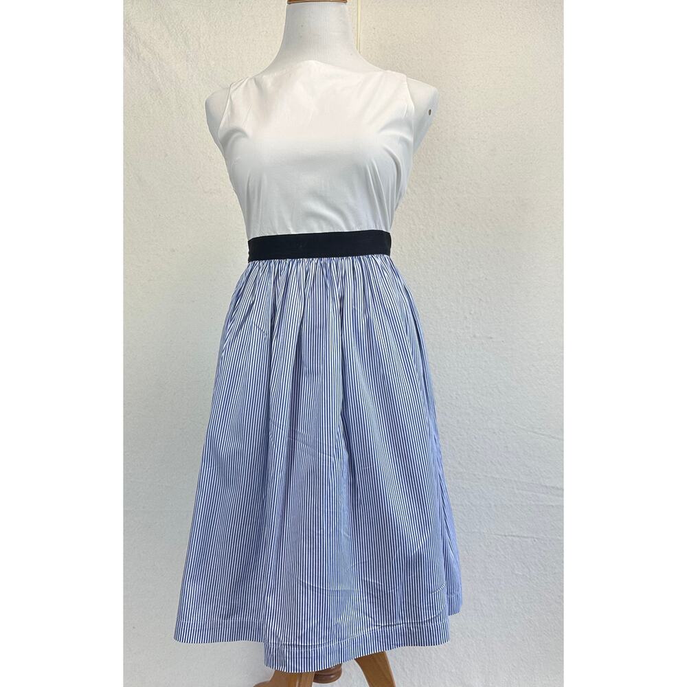 Kate Spade Broome Street Sleeveless Preppy Pinstripe Blue & White Dress SZ 4